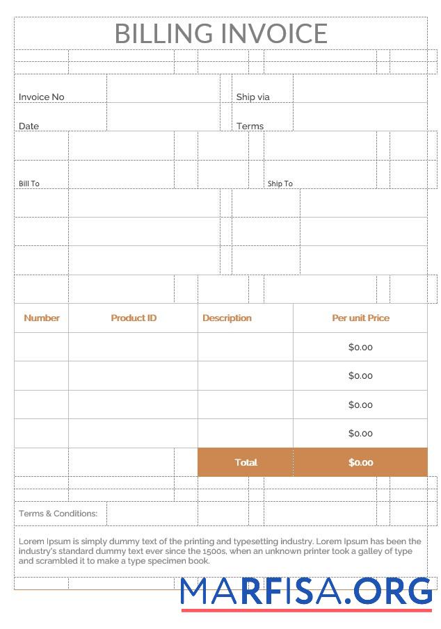 Downloadable Editable Billing Invoice Template